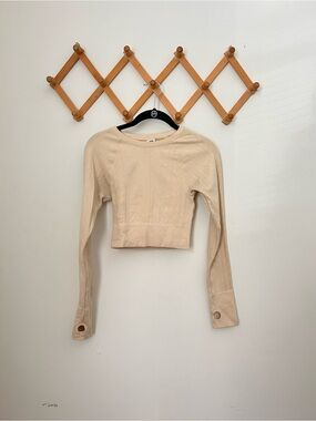 JoyLab Cream Cropped Long-Sleeve Top